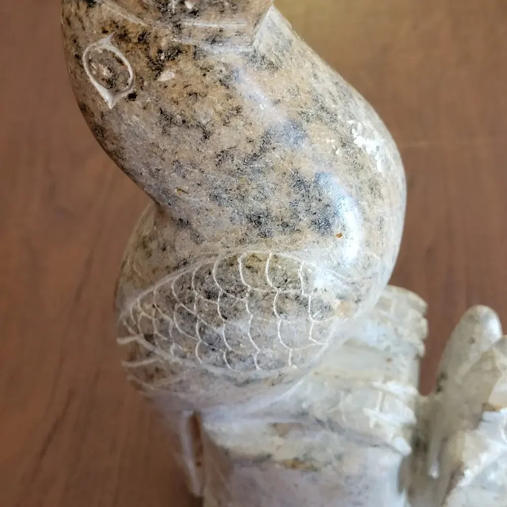 Vintage Toucan with owl figurine sculpture hand carved natural stone